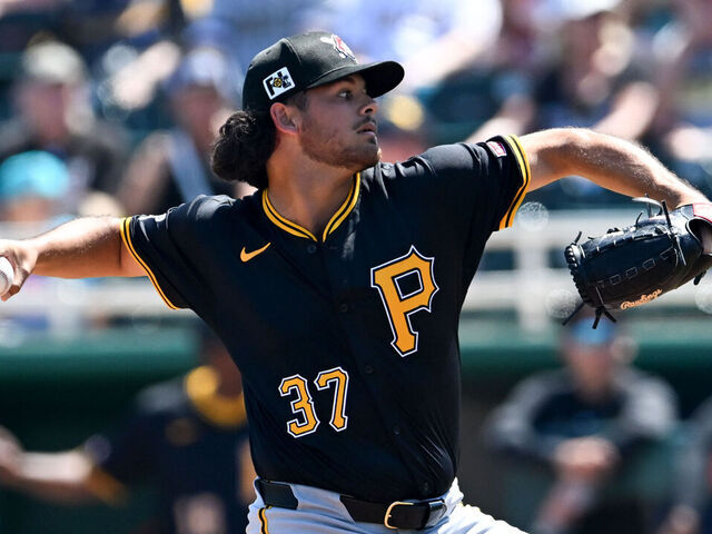 FORT MYERS, FLORIDA - MARCH 13: Jared Jones #37 of the Pittsburgh Pirates throws a pitch during the first inning of a spring training game against the Minnesota Twins at Lee Health Sports Complex on March 13, 2025 in Fort Myers, Florida.