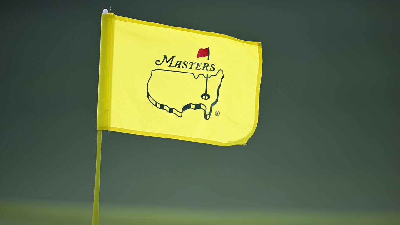 AUGUSTA, GEORGIA - APRIL 11: A Masters pin flag is seen during the first round of Masters Tournament at Augusta National Golf Club on April 11, 2024 in Augusta, Georgia.