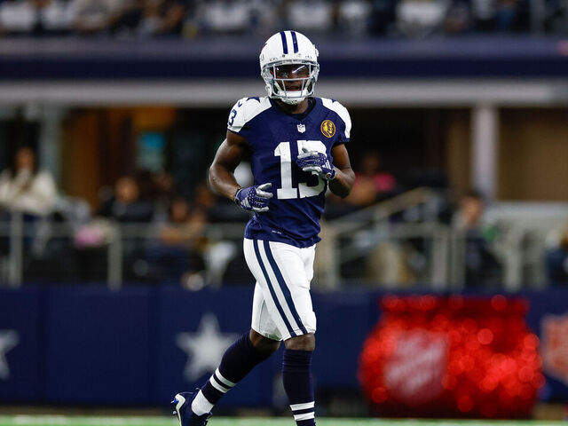 ARLINGTON, TEXAS - NOVEMBER 23: Michael Gallup #13 of the Dallas Cowboys lines up out wide against the Washington Commanders during the first half at AT&T Stadium on November 23, 2023 in Arlington, Texas.