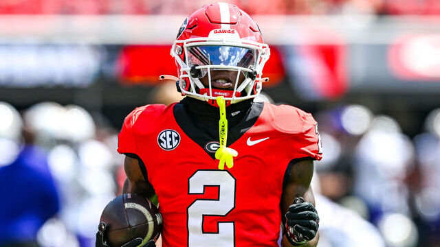 ATHENS, GA SEPTEMBER 07: Georgia wide receiver Nitro Tuggle (2) warms up prior to the start of the college football game between the Tennessee Tech Golden Eagles and the Georgia Bulldogs on September 7th, 2024 at Sanford Stadium in Athens, GA.