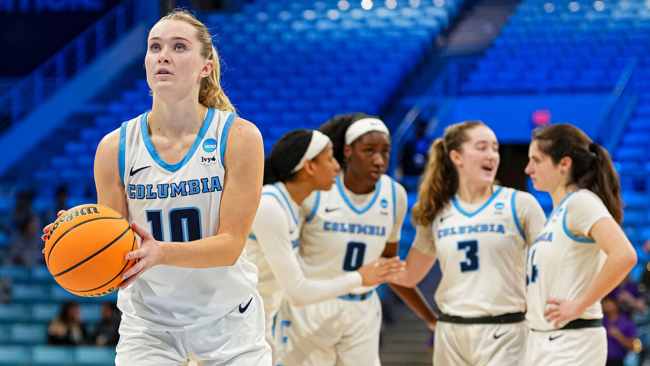 CHAPEL HILL, NORTH CAROLINA - MARCH 20: Kitty Henderson #10 of the Columbia Lions prepares to shoot a free throw during the First Four round of the 2025 NCAA Women's Basketball Tournament between the Columbia Lions and the Washington Huskies held at Carmichael Arena on March 20, 2025 in Chapel Hill, North Carolina.