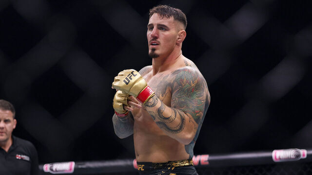 Tom Aspinall during the Heavyweight fight at the Co-op Live Arena, Manchester. Picture date: Saturday July 27, 2024.
