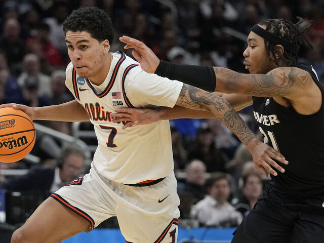 MILWAUKEE, WISCONSIN - MARCH 21: Will Riley #7 of the Illinois Fighting Illini dribbles the ball against Dante Maddox Jr. #21 of the Xavier Musketeers during the second half in the first round of the NCAA Men's Basketball Tournament at Fiserv Forum on March 21, 2025 in Milwaukee, Wisconsin.