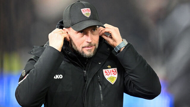 Stuttgart's German head coach Sebastian Hoeness looks on prior to the German first division Bundesliga football match between VfB Stuttgart and Bayer 04 Leverkusen in Stuttgart, southwestern Germany on March 16, 2025.