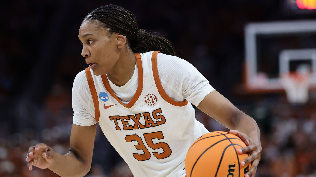 AUSTIN, TEXAS - MARCH 22: Madison Booker #35 of the Texas Longhorns handles the ball against the William & Mary Tribe during the first half in the first round of the NCAA Women's Basketball Tournament at Moody Center on March 22, 2025 in Austin, Texas.