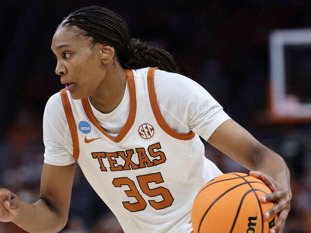 AUSTIN, TEXAS - MARCH 22: Madison Booker #35 of the Texas Longhorns handles the ball against the William & Mary Tribe during the first half in the first round of the NCAA Women's Basketball Tournament at Moody Center on March 22, 2025 in Austin, Texas.