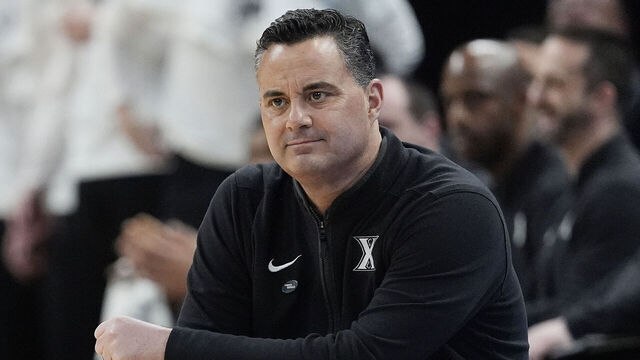 MILWAUKEE, WISCONSIN - MARCH 21: Head coach Sean Miller of the Xavier Musketeers looks on against the Illinois Fighting Illini during the first half in the first round of the NCAA Men's Basketball Tournament at Fiserv Forum on March 21, 2025 in Milwaukee, Wisconsin.