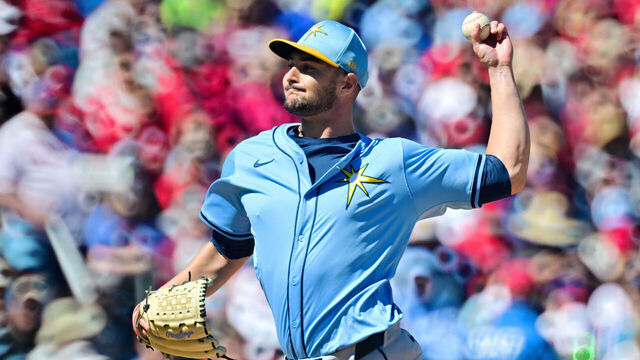 CLEARWATER, FLORIDA - MARCH 06: Shane McClanahan #18 of the Tampa Bay Rays delivers a pitch in the second inning against the Philadelphia Phillies during a Grapefruit League spring training game at BayCare Ballpark on March 06, 2025 in Clearwater, Florida.