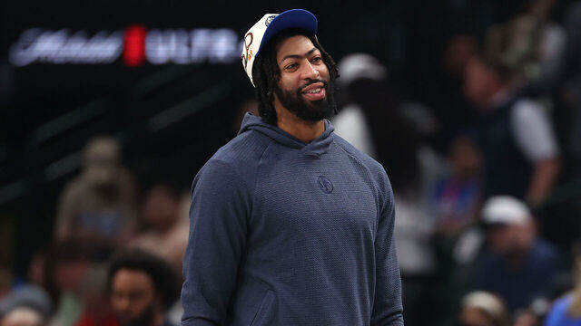 DALLAS, TEXAS - MARCH 03: Anthony Davis #3 of the Dallas Mavericks looks on during the first half of the game against the Sacramento Kings at American Airlines Center on March 03, 2025 in Dallas, Texas. NOTE TO USER: User expressly acknowledges and agrees that, by downloading and/or using this photograph, user is consenting to the terms and conditions of the Getty Images License Agreement.