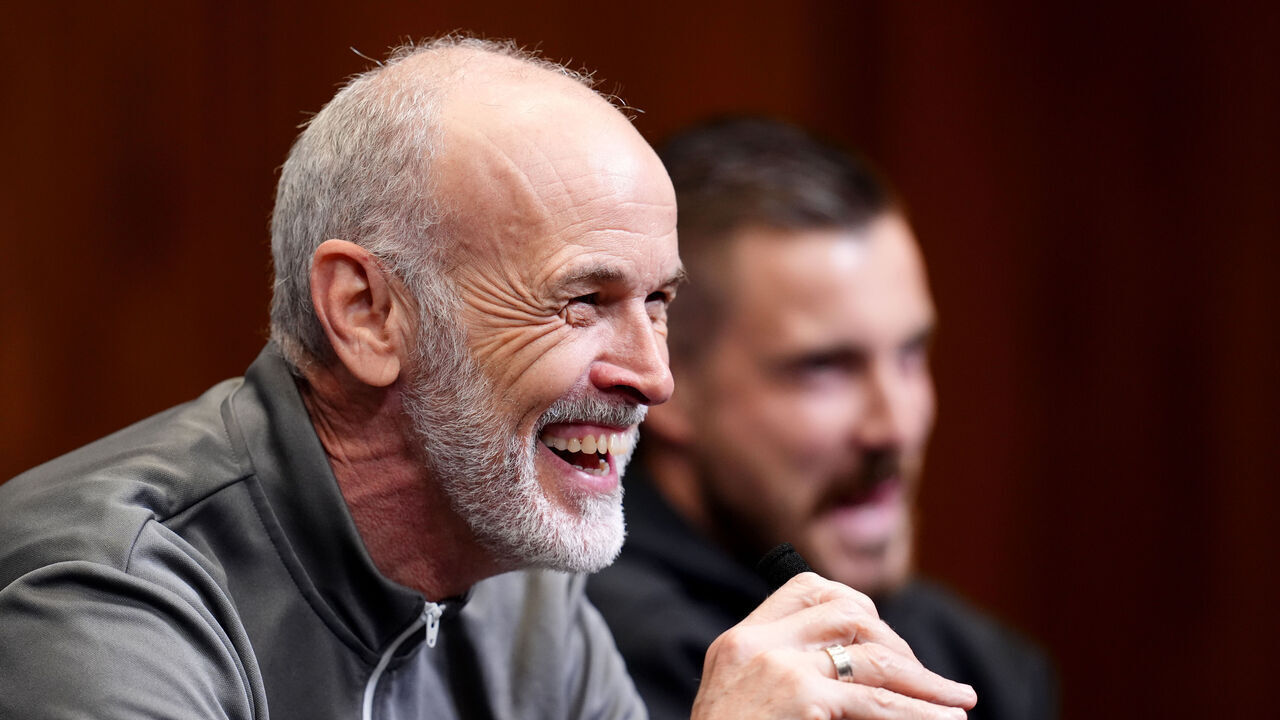 Latvia's head coach Paolo Nicolato during the press conference at Wembley Stadium, London. Picture date: Sunday March 23, 2025.
