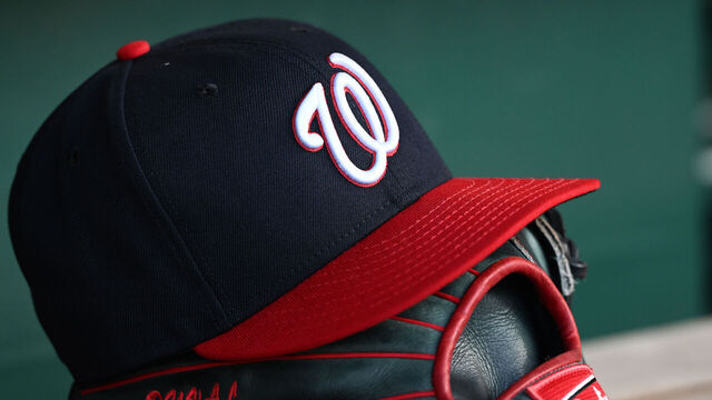 WASHINGTON, DC - AUGUST 28: A view of the Washington Nationals logo on a baseball cap during the game against the New York Yankees at Nationals Park on August 28, 2024 in Washington, DC.