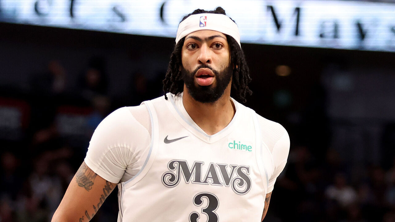 DALLAS, TEXAS - FEBRUARY 08: Anthony Davis #3 of the Dallas Mavericks stands on the court during the third quarter against the Houston Rockets at American Airlines Center on February 08, 2025 in Dallas, Texas.