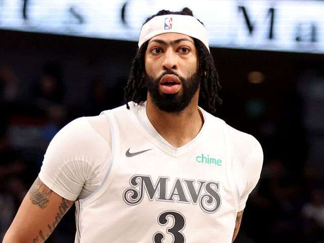 DALLAS, TEXAS - FEBRUARY 08: Anthony Davis #3 of the Dallas Mavericks stands on the court during the third quarter against the Houston Rockets at American Airlines Center on February 08, 2025 in Dallas, Texas.