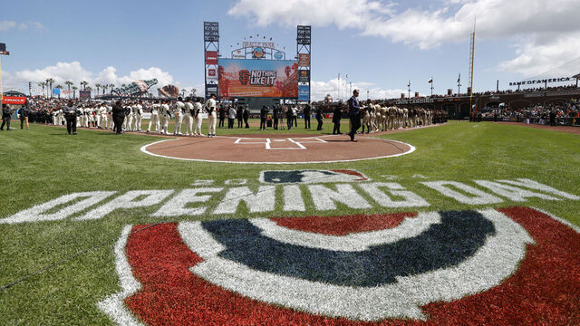 SAN FRANCISCO, CA - APRIL 5: Opening day at Oracle Park before the game between the San Francisco Giants and the San Diego Padres on April 5, 2024 in San Francisco, California. The Padres defeated the Giants 3-2.