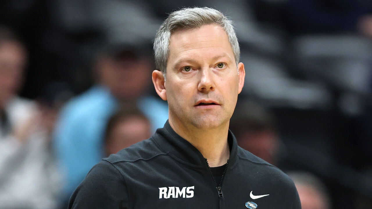 DENVER, COLORADO - MARCH 20: Head coach Ryan Odom of the Virginia Commonwealth Rams looks on during the first half against the Brigham Young Cougars in the first round of the NCAA Men's Basketball Tournament at Ball Arena on March 20, 2025 in Denver, Colorado.