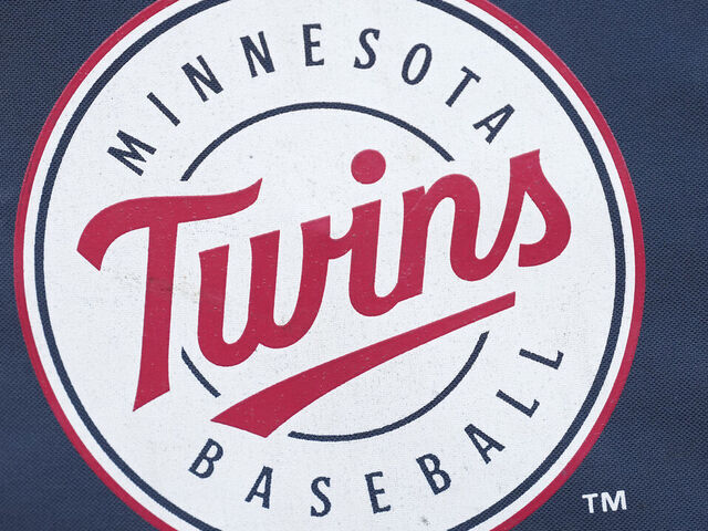 WASHINGTON, DC - MAY 20: The Minnesota Twins logo on a ball bag during warms up during batting practice prior to a baseball game against the Washington Nationals at the Nationals Park on May 20, 2024 in Washington, DC.