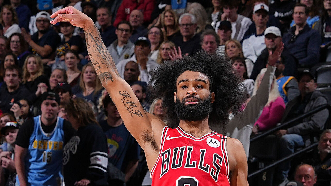 DENVER, CO - MARCH 24: Coby White #0 of the Chicago Bulls looks on during the game against the Denver Nuggets on March 24, 2025 at Ball Arena in Denver, Colorado. NOTE TO USER: User expressly acknowledges and agrees that, by downloading and/or using this Photograph, user is consenting to the terms and conditions of the Getty Images License Agreement. Mandatory Copyright Notice: Copyright 2025 NBAE