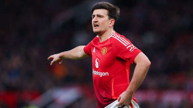 MANCHESTER, ENGLAND - MARCH 02: Harry Maguire of Manchester United during the Emirates FA Cup Fifth Round match between Manchester United and Fulham at Old Trafford on March 02, 2025 in Manchester, England.