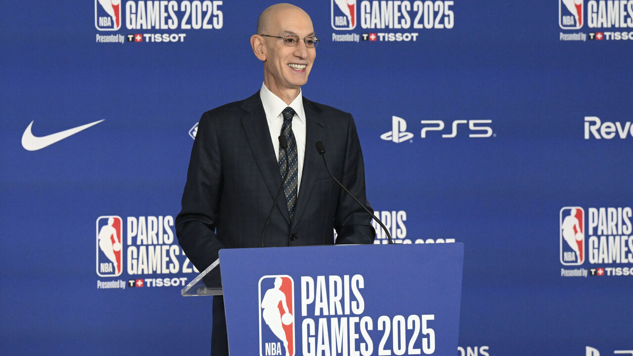 PARIS, FRANCE - JANUARY 23: NBA Commissioner Adam Silver addresses the media prior to the game of the San Antonio Spurs against the Indiana Pacers as part of the NBA Paris Games 2025 on January 23, 2025 in Paris, France. NOTE TO USER: User expressly acknowledges and agrees that, by downloading and/or using this photograph, user is consenting to the terms and conditions of the Getty Images License Agreement. Mandatory Copyright Notice: Copyright 2025 NBAE