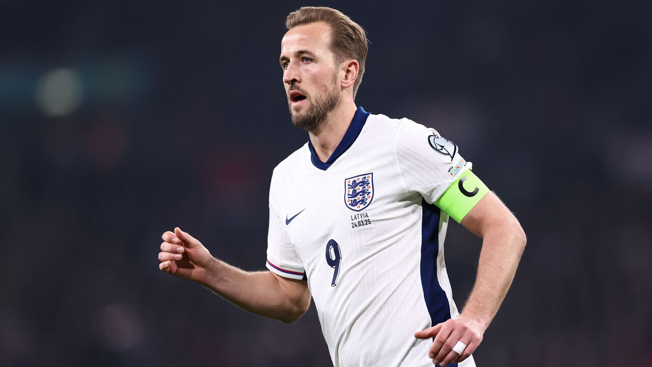 LONDON, ENGLAND - MARCH 24: Harry Kane of England during the FIFA World Cup 2026 European Qualifier between England and Latvia at Wembley Stadium on March 24, 2025 in London, England.