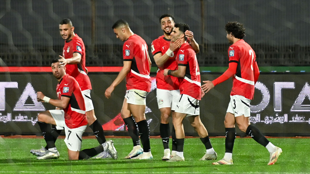 CAIRO, EGYPT - MARCH 25: Players of Egypt celebrate the first goal during a 2026 FIFA World Cup qualification match between Egypt and Sierra Leone on March 25, 2025 in Cairo, Egypt. This CAF qualifying group contains Egypt, Burkina Faso, Guinea-Bissau, Sierra Leone, Ethiopia and Djibouti.