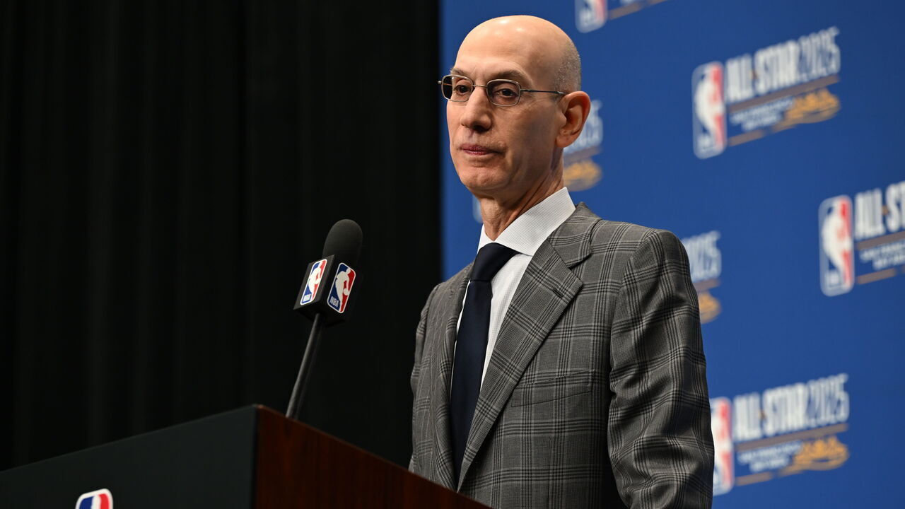 SAN FRANCISCO, CALIFORNIA - FEBRUARY 15: Commissioner of the NBA, Adam Silver held a press conference at Chase Center on 2025 NBA All-Star weekend in San Francisco, California, United States on February 15, 2025.
