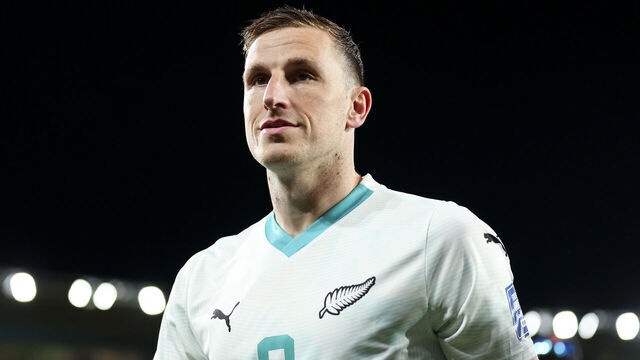 WELLINGTON, NEW ZEALAND - MARCH 21: Chris Wood of New Zealand looks on during the FIFA World Cup 2026 OFC Qualifier Semi Final match between New Zealand All Whites and Fiji at Sky Stadium on March 21, 2025 in Wellington, New Zealand.