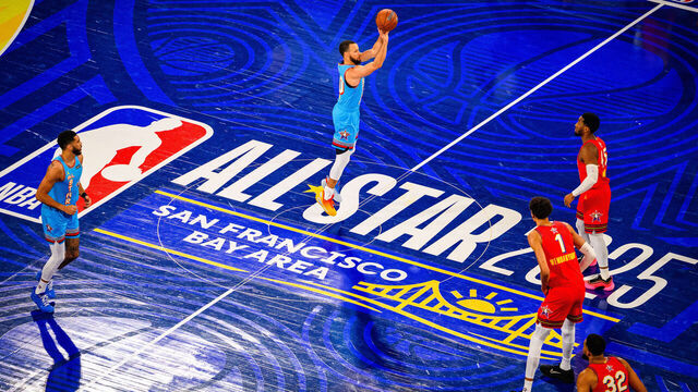 SAN FRANCISCO, CA - FEBRUARY 16: Stephen Curry #30 of Team Shaq shoots the ball during the game against Team Chuck during the 74th NBA All-Star Game as part of NBA All-Star Weekend on Sunday, February 16, 2025 at Chase Center in San Francisco, California. NOTE TO USER: User expressly acknowledges and agrees that, by downloading and/or using this Photograph, user is consenting to the terms and conditions of the Getty Images License Agreement. Mandatory Copyright Notice: Copyright 2025 NBAE
