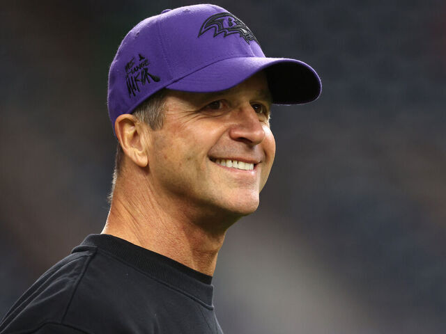 HOUSTON, TEXAS - DECEMBER 25: Head coach John Harbaugh of the Baltimore Ravens reacts prior to the game against the Houston Texans at NRG Stadium on December 25, 2024 in Houston, Texas.