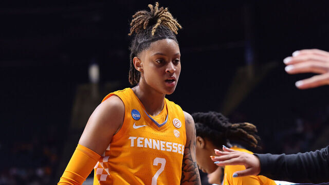 BIRMINGHAM, ALABAMA - MARCH 29: Ruby Whitehorn #2 of the Tennessee Lady Vols walks to the sidelines during the second half against the Texas Longhorns in the Sweet Sixteen round of the NCAA Women's Basketball Tournament at Legacy Arena at the BJCC on March 29, 2025 in Birmingham, Alabama.