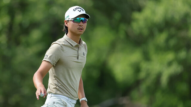HOUSTON, TEXAS - MARCH 29: Min Woo Lee of Australia reacts to a birdie on the 14th hole during the third round of the Texas Children's Houston Open 2025 at Memorial Park Golf Course on March 29, 2025 in Houston, Texas.