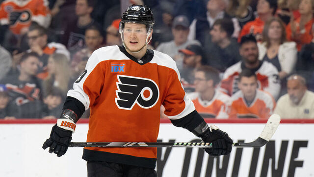 PHILADELPHIA, PA - MARCH 29: Philadelphia Flyers right wing Matvei Michkov (39) is shown during the game between the Buffalo Sabers and the Philadelphia Flyers on March 29th, 2025 at the Wells Fargo Center in Philadelphia, PA.