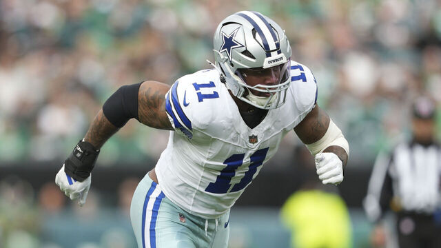 PHILADELPHIA, PA - DECEMBER 29: Dallas Cowboys linebacker Micah Parsons (11) rushes during the game between the Philadelphia Eagles and the Dallas Cowboys on December 29, 2024 at Lincoln Financial Field in Philadelphia, PA.