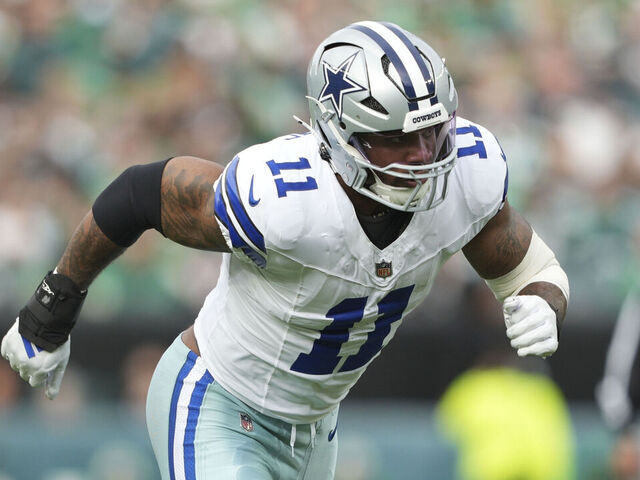 PHILADELPHIA, PA - DECEMBER 29: Dallas Cowboys linebacker Micah Parsons (11) rushes during the game between the Philadelphia Eagles and the Dallas Cowboys on December 29, 2024 at Lincoln Financial Field in Philadelphia, PA.