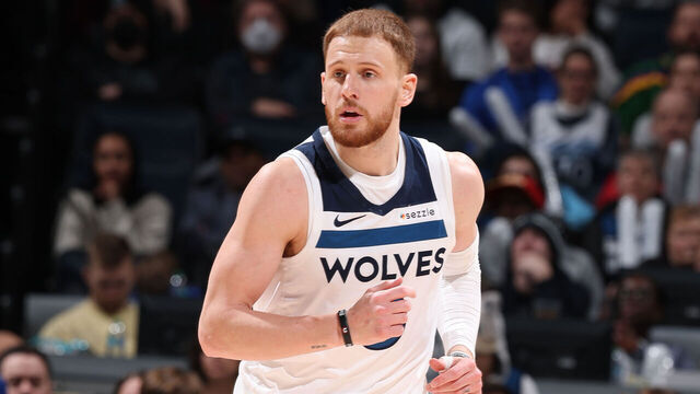 MINNEAPOLIS, MN - MARCH 30: Donte DiVincenzo #0 of the Minnesota Timberwolves looks on during the game against the Detroit Pistons on March 30, 2025 at Target Center in Minneapolis, Minnesota. Mandatory Copyright Notice: Copyright 2025 NBAE