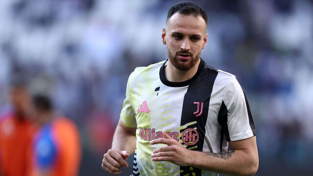 Turin, Italy - March 29: Federico Gatti of Juventus Fc during warm up before the Serie A match between Juventus and Genoa at Allianz Stadium on March 29, 2025 in Turin, Italy.