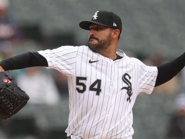 CHICAGO, ILLINOIS - MARCH 31: Martín Pérez #54 of the Chicago White Sox delvers a pitch during the first inning against the Minnesota Twins at Rate Field on March 31, 2025 in Chicago, Illinois.