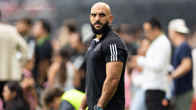 FORT LAUDERDALE, FLORIDA - MAY 18: Yassine Chueko the body guard for Lionel Messi of Inter Miami CF before the start of a MLS League game against D.C.United (0) at the Chase Stadium on May 18th, 2024 in Fort Lauderdale, Florida, USA.
