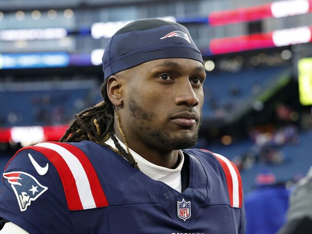 FOXBOROUGH, MA - JANUARY 05: New England Patriots quarterback Joe Milton III (19) after a game between the New England Patriots and the Buffalo Bills on January 5, 2025, at Gillette Stadium in Foxborough, Massachusetts.