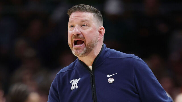 ATLANTA, GEORGIA - MARCH 28: Head coach Chris Beard of the Ole Miss Rebels reacts against the Michigan State Spartans during the second half in the South Regional Sweet Sixteen round of the NCAA Men's Basketball Tournament at State Farm Arena on March 28, 2025 in Atlanta, Georgia.