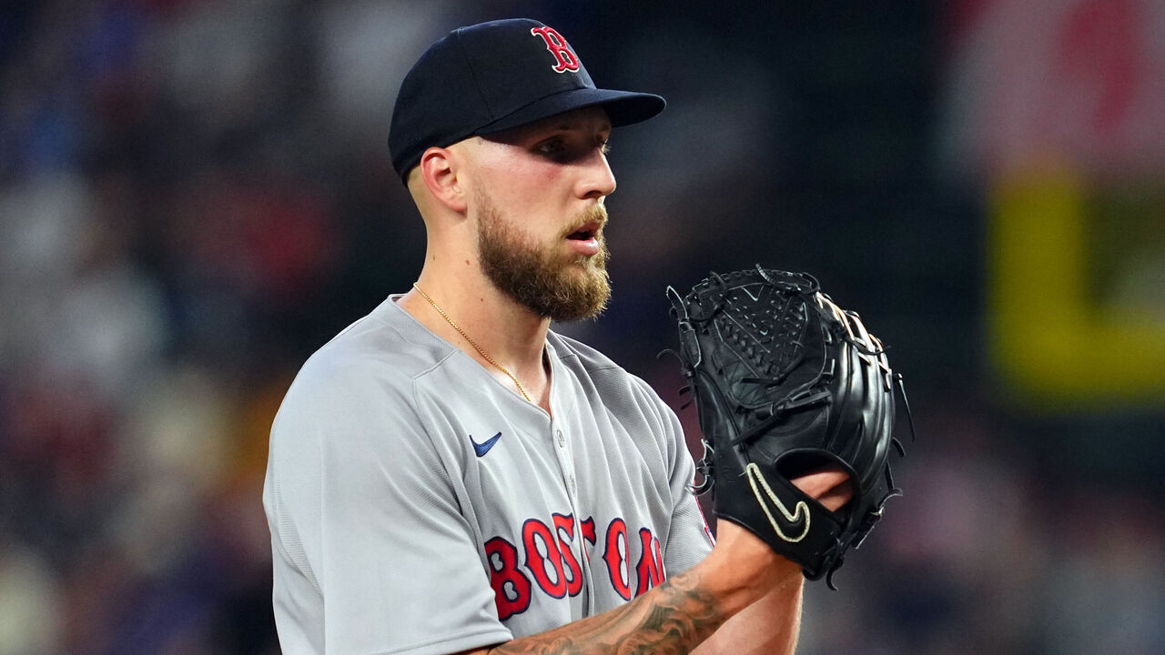 ARLINGTON, TX - MARCH 27: Garrett Crochet #35 of the Boston Red Sox pitches during the game between the Boston Red Sox and the Texas Rangers at Globe Life Field on Thursday, March 27, 2025 in Arlington, Texas.