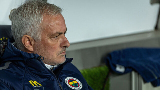 Jose Mourinho of Fenerbahce SK wait match beginning between Fenerbahce and Galatasaray at the the quarter final of Turkish Cup. The match took place at Sukru Saracoglu Stadium on April 2, 2025