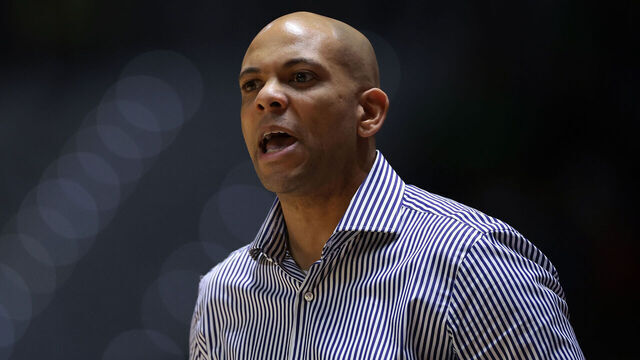 TURIN, ITALY - FEBRUARY 15: Jamion Christian Head Coach of Pallacanestro Trieste reacts during the Semi Final of Frecciarossa Final Eight 2025 between Dolomiti Energia Trentino v Pallacanestro Trieste at INALPI Arena on February 15, 2025 in Turin, Italy.