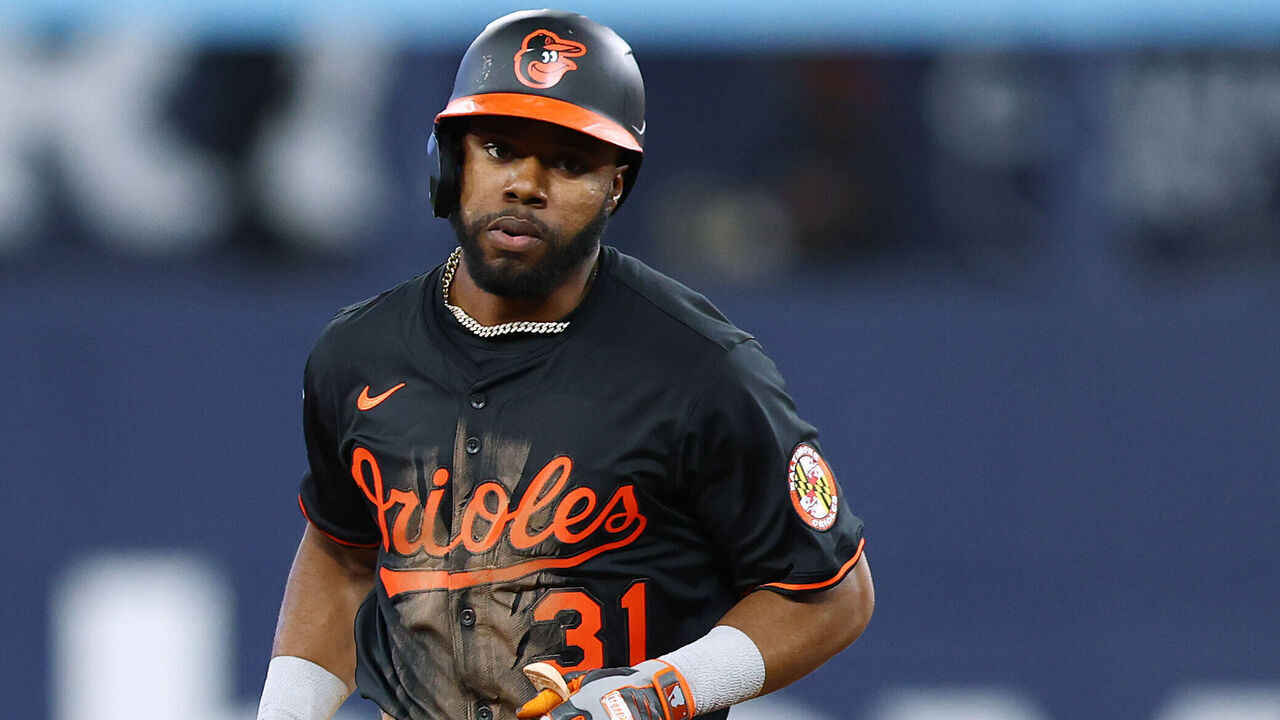 TORONTO, ON - MARCH 27: Cedric Mullins #31 of the Baltimore Orioles runs the bases after hitting a 3 run home run in the sixth inning during a game on Opening Day against the Toronto Blue Jays at Rogers Centre on March 27, 2025 in Toronto, Ontario, Canada.