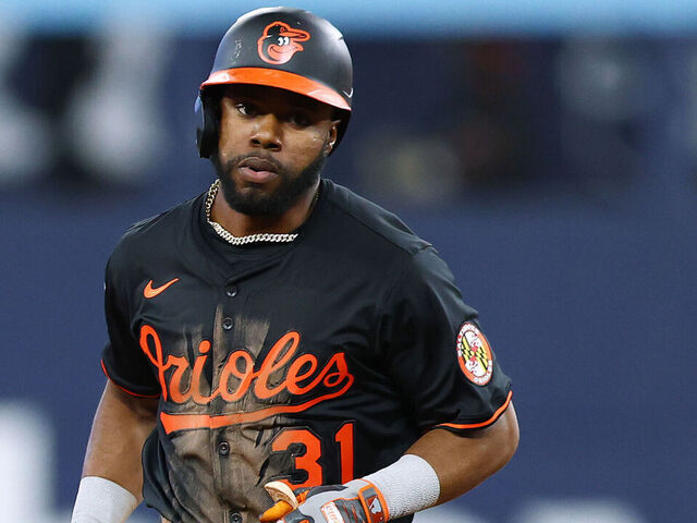TORONTO, ON - MARCH 27: Cedric Mullins #31 of the Baltimore Orioles runs the bases after hitting a 3 run home run in the sixth inning during a game on Opening Day against the Toronto Blue Jays at Rogers Centre on March 27, 2025 in Toronto, Ontario, Canada.