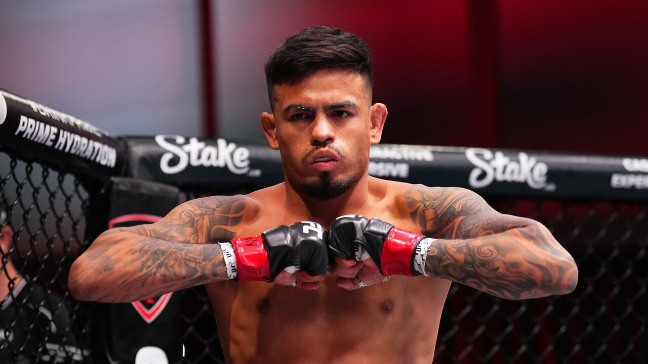LAS VEGAS, NEVADA - OCTOBER 12: Brandon Royval prepares to face Tatsuro Taira of Japan in a flyweight fight during the UFC Fight Night event at UFC APEX on October 12, 2024 in Las Vegas, Nevada.