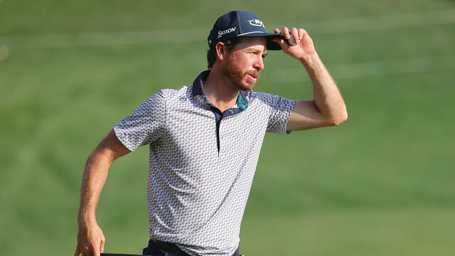 SAN ANTONIO, TEXAS - APRIL 03: Sam Ryder of the United States reacts on the 18th green during the first round of the Valero Texas Open 2025 at TPC San Antonio on April 03, 2025 in San Antonio, Texas.
