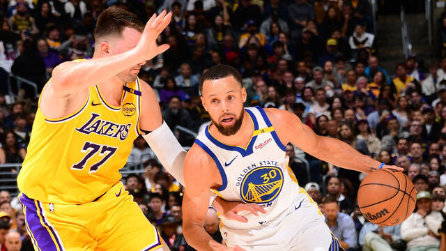 LOS ANGELES, CA - APRIL 3: Stephen Curry #30 of the Golden State Warriors dribbles the ball during the game against the Los Angeles Lakers on April 3, 2025 at Crypto.Com Arena in Los Angeles, California. NOTE TO USER: User expressly acknowledges and agrees that, by downloading and/or using this Photograph, user is consenting to the terms and conditions of the Getty Images License Agreement. Mandatory Copyright Notice: Copyright 2025 NBAE