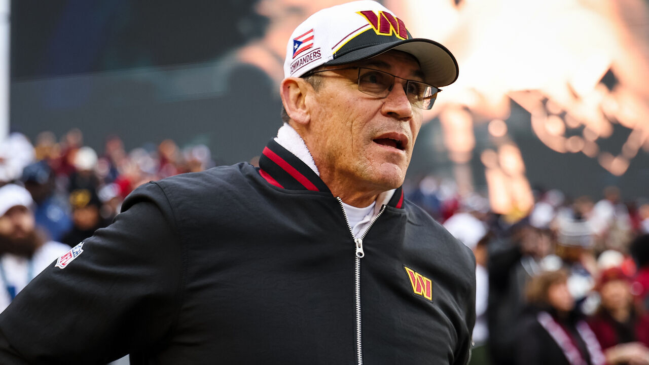 LANDOVER, MD - JANUARY 07: Head coach Ron Rivera of the Washington Commanders takes the field before the game against the Dallas Cowboys at FedExField on January 7, 2024 in Landover, Maryland.
