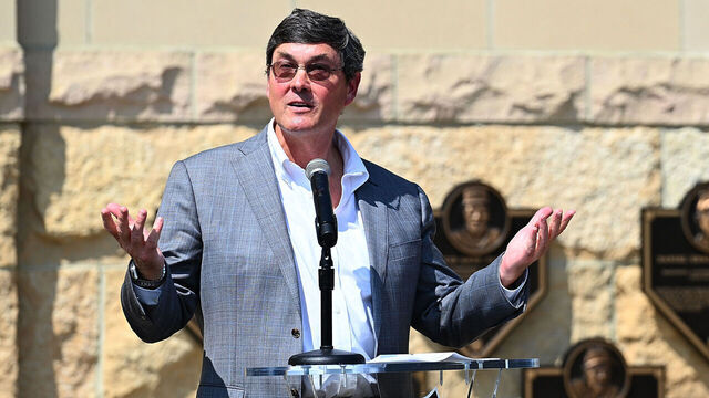 PITTSBURGH, PENNSYLVANIA - AUGUST 24: Pittsburgh Pirates owner Bob Nutting speaks during the 2024 Pirates Hall of Fame Induction Ceremony before the game between the Pittsburgh Pirates and the Cincinnati Reds at PNC Park on August 24, 2024 in Pittsburgh, Pennsylvania.